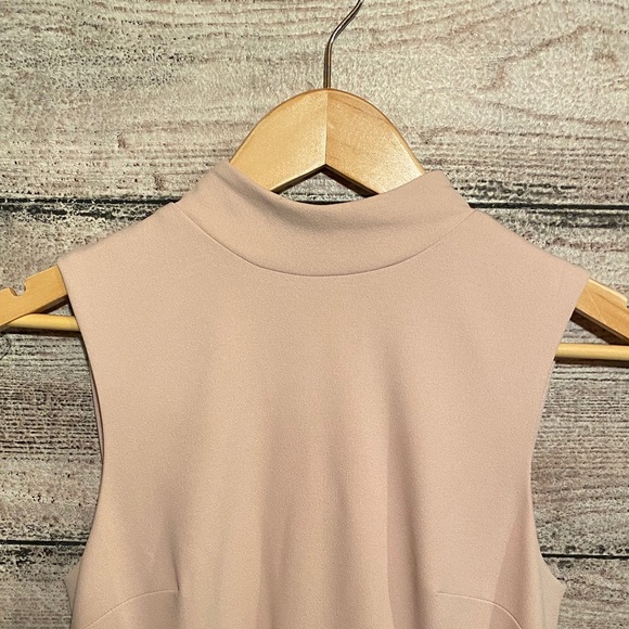 Express Belted Mock Neck Sheath Dress Truffle Pink - Picture 5 of 11